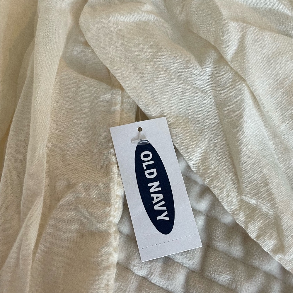 WOMENS OLD NAVY LINEN LOOK ECRU/CREAM COLORED BUTTON BLOUSE SIZE MED NWT - Picture 4 of 10